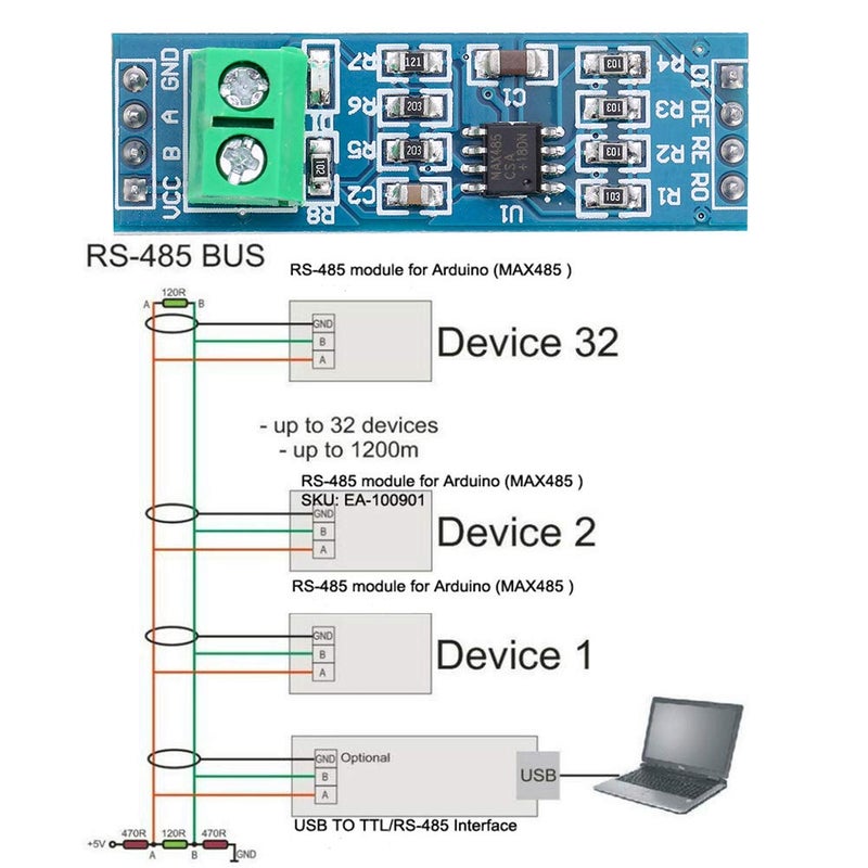 ANMBEST 10PCS MAX485 RS485 Transceiver Module TTL UART Serial to RS-485 Module for Arduino Raspberry Pi Industrial-Control - Image 4